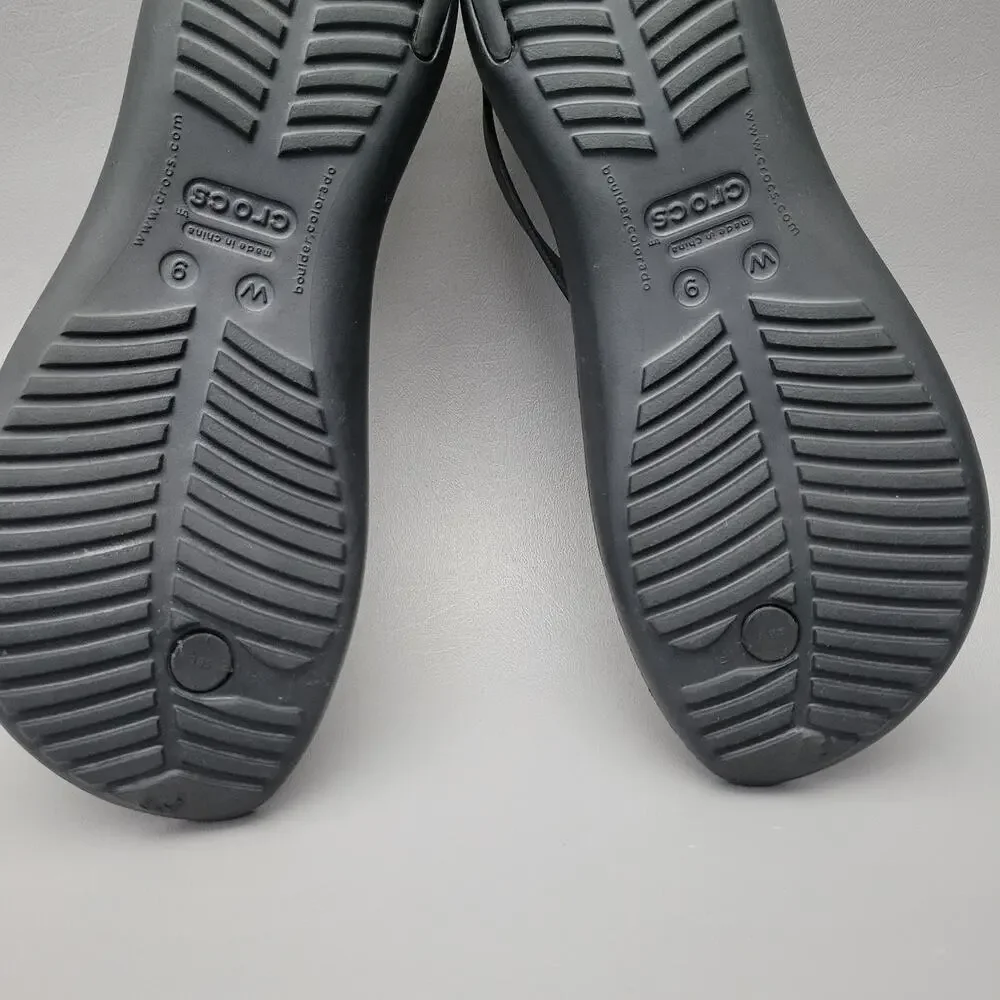 Crocs Womens Serena Sexy Flip Flop Sandal Size 9 Slingback Thong Black Shoe